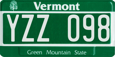 VT license plate YZZ098