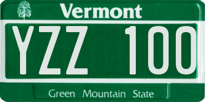 VT license plate YZZ100