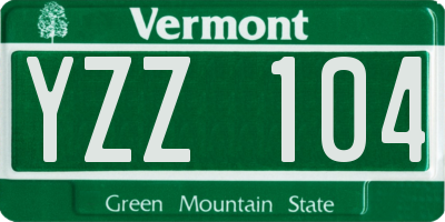 VT license plate YZZ104