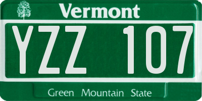 VT license plate YZZ107
