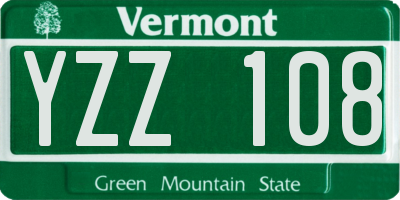 VT license plate YZZ108