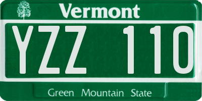 VT license plate YZZ110