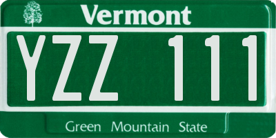VT license plate YZZ111