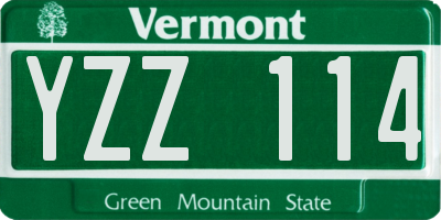 VT license plate YZZ114