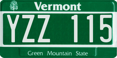 VT license plate YZZ115
