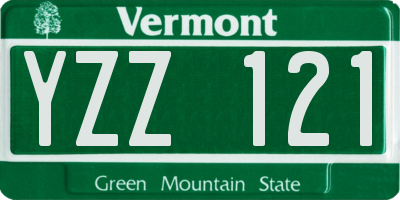 VT license plate YZZ121