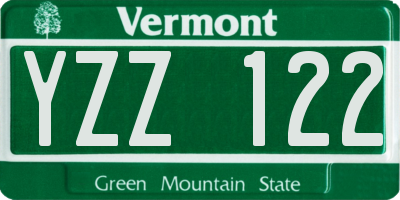 VT license plate YZZ122