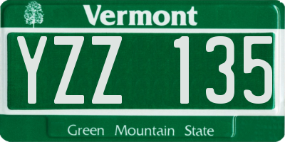 VT license plate YZZ135