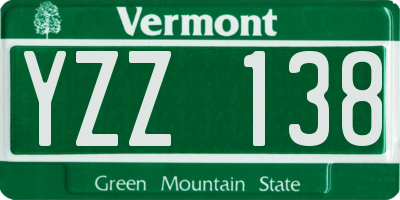 VT license plate YZZ138