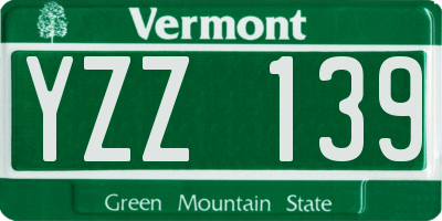 VT license plate YZZ139