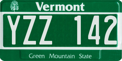 VT license plate YZZ142