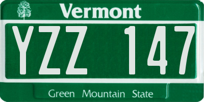 VT license plate YZZ147