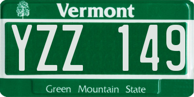 VT license plate YZZ149