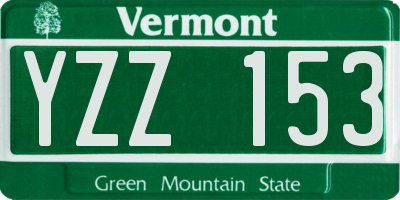 VT license plate YZZ153