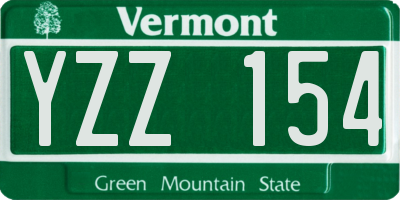 VT license plate YZZ154