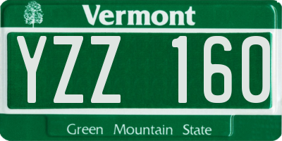 VT license plate YZZ160
