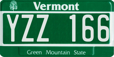 VT license plate YZZ166