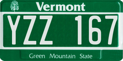 VT license plate YZZ167