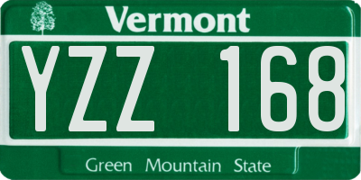 VT license plate YZZ168