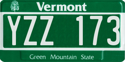 VT license plate YZZ173