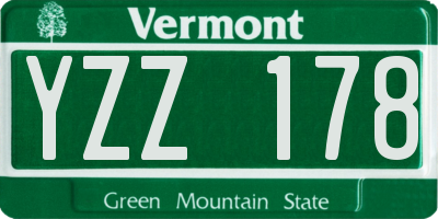 VT license plate YZZ178