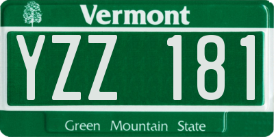 VT license plate YZZ181