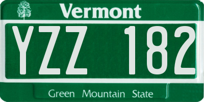 VT license plate YZZ182