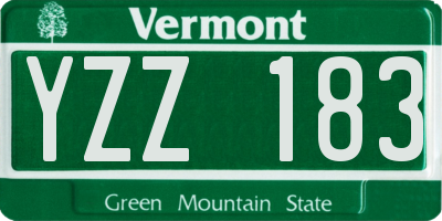 VT license plate YZZ183
