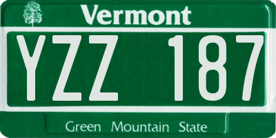 VT license plate YZZ187