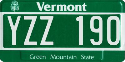 VT license plate YZZ190