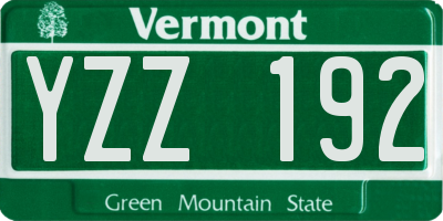 VT license plate YZZ192