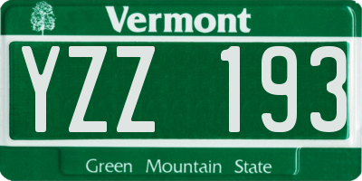 VT license plate YZZ193