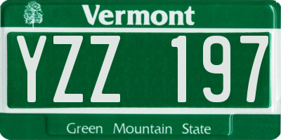 VT license plate YZZ197