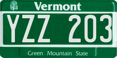 VT license plate YZZ203