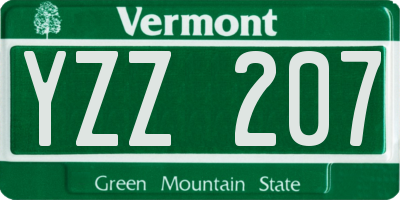VT license plate YZZ207