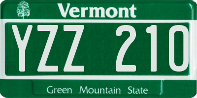 VT license plate YZZ210