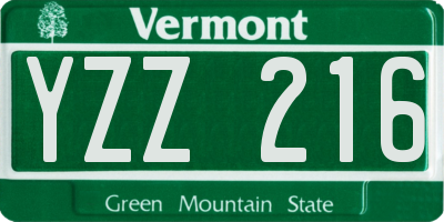 VT license plate YZZ216