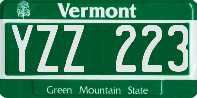 VT license plate YZZ223