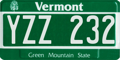 VT license plate YZZ232