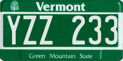 VT license plate YZZ233