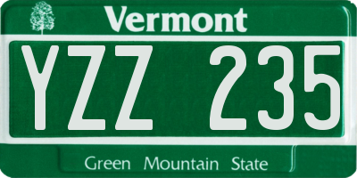 VT license plate YZZ235