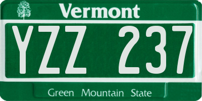 VT license plate YZZ237