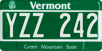 VT license plate YZZ242