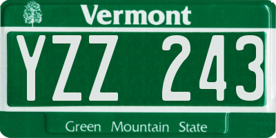 VT license plate YZZ243