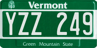 VT license plate YZZ249