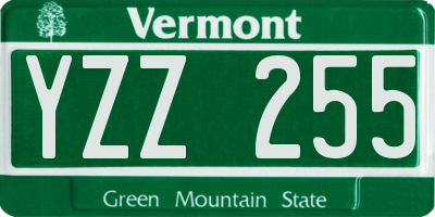 VT license plate YZZ255