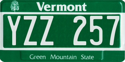 VT license plate YZZ257