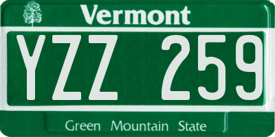 VT license plate YZZ259