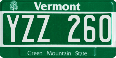 VT license plate YZZ260