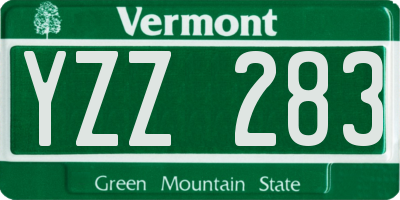 VT license plate YZZ283